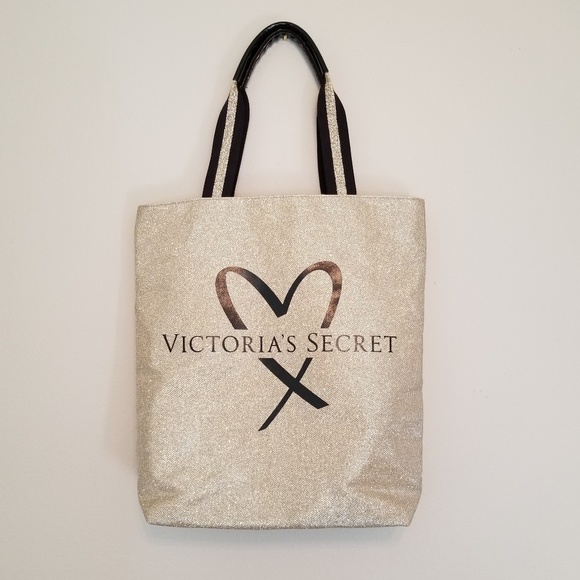Victoria's Secret Handbags - Victoria's Secret Gold Glitter Shimmer Tote Bag